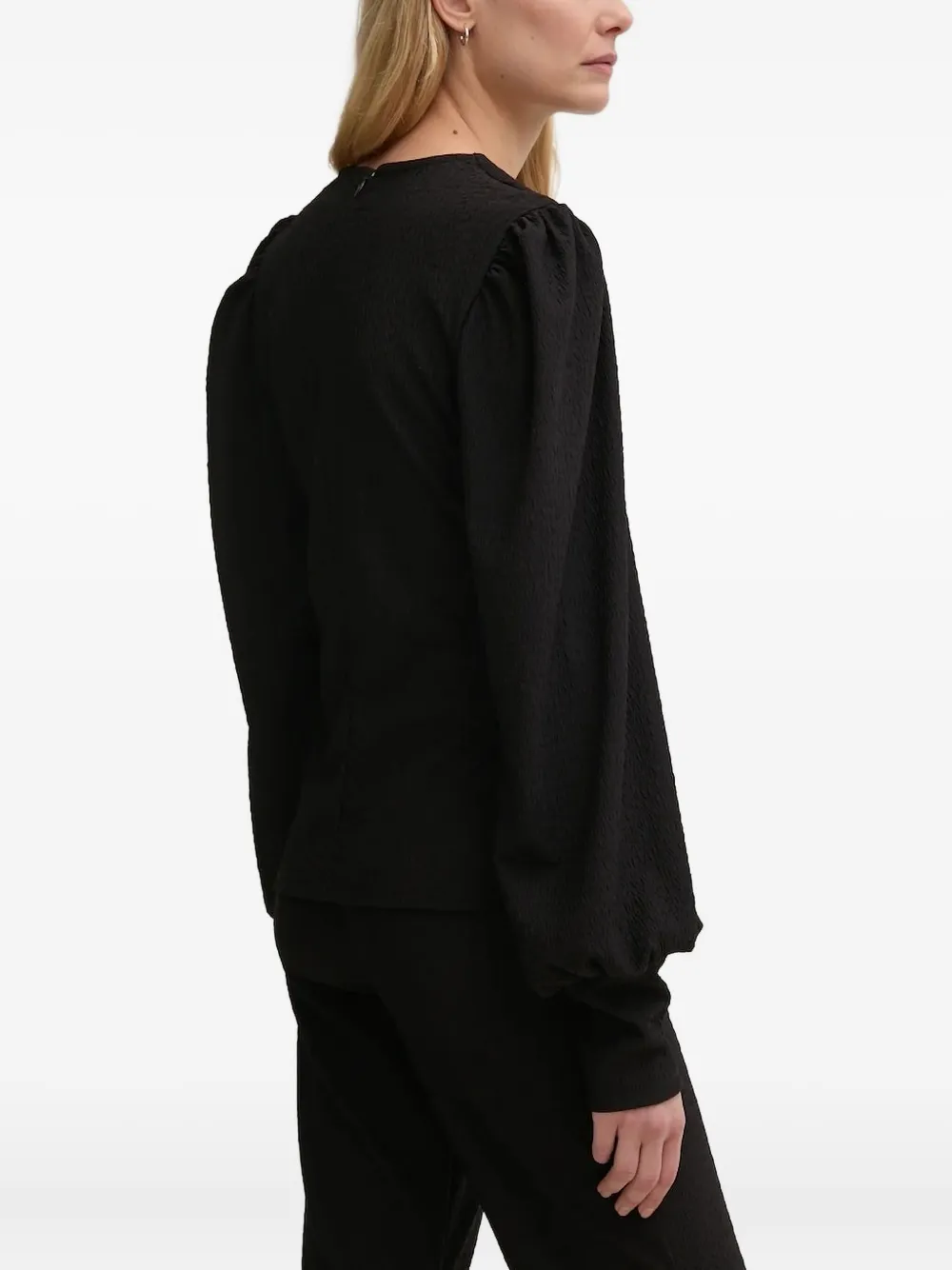 Gestuz balloon-sleeve gathered top - Zwart