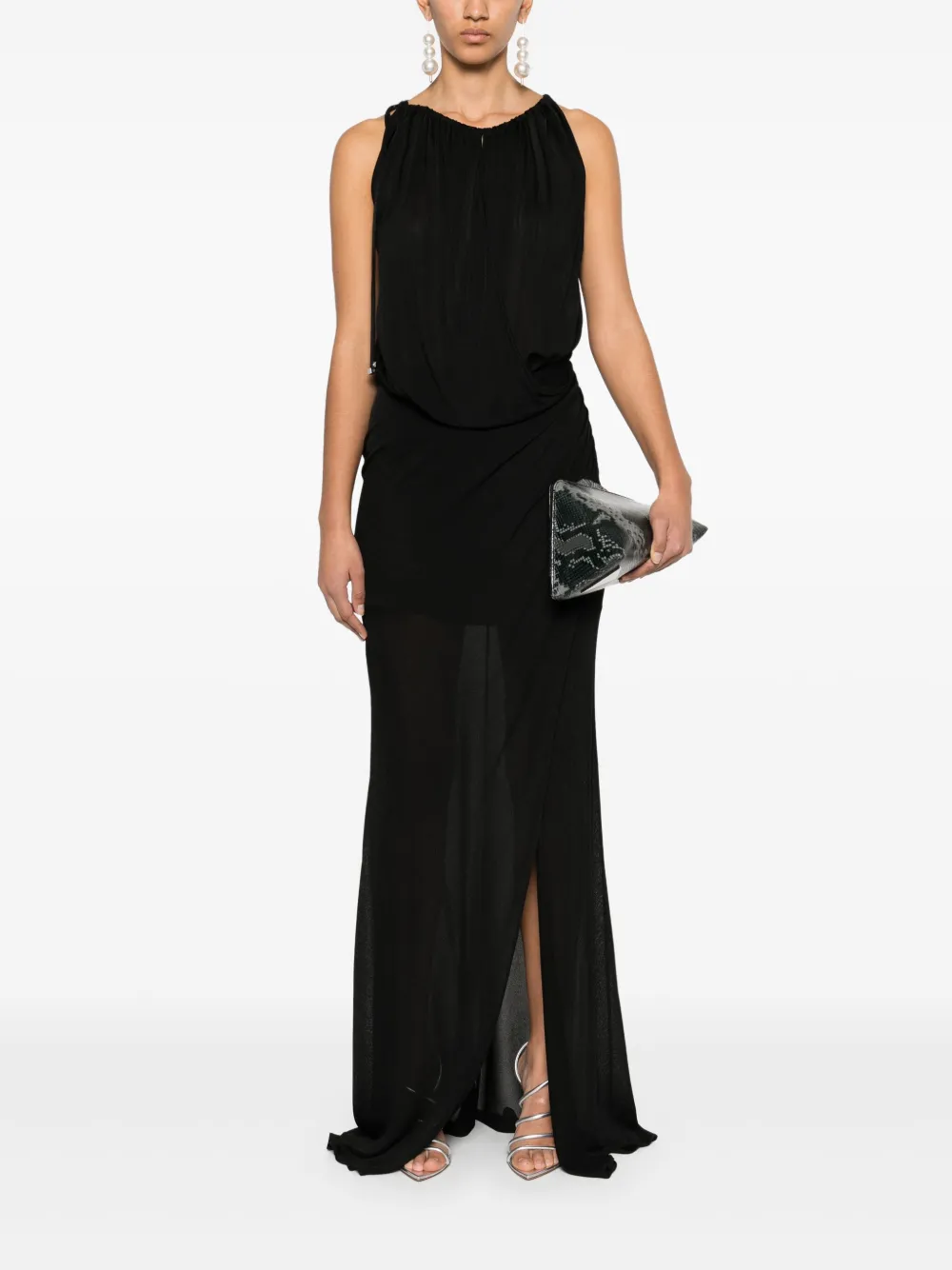 Blumarine Maxi-jurk met gedrapeerd detail - Zwart