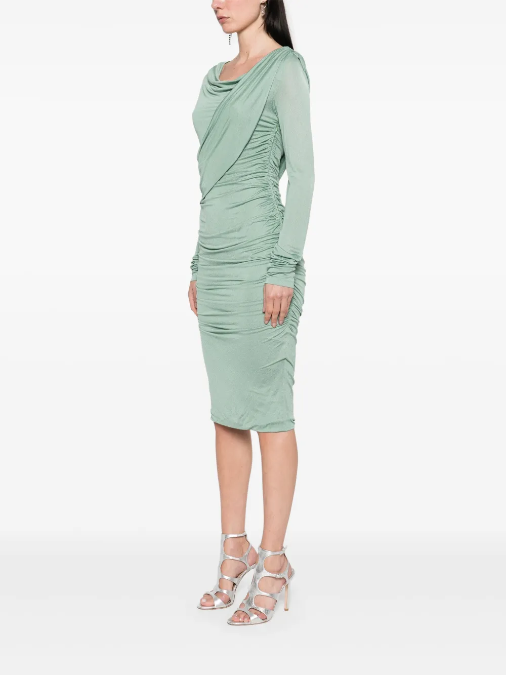 Blumarine Gedrapeerde midi-jurk Groen
