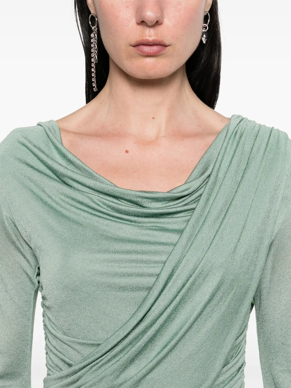 Blumarine Gedrapeerde midi-jurk Groen