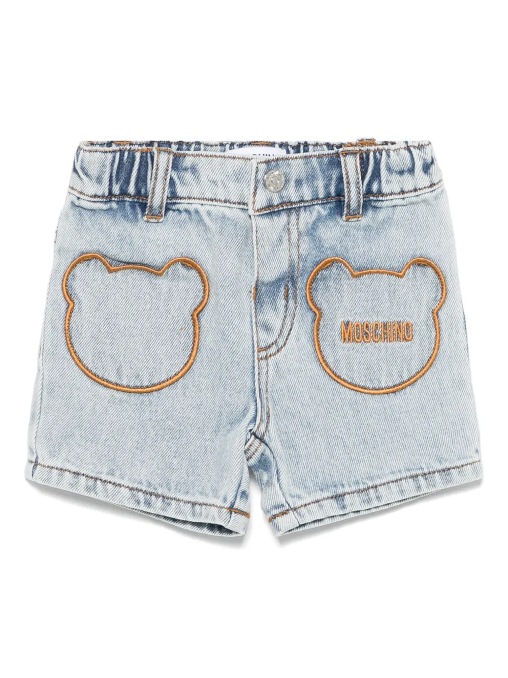 Moschino Kids Shorts met geborduurd logo Blauw