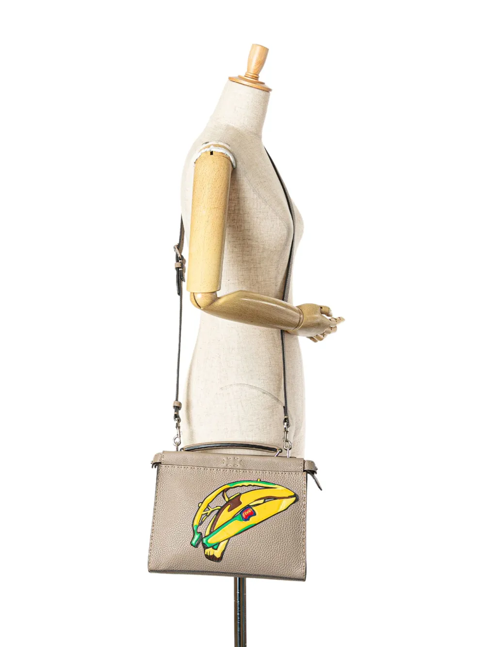 Fendi Pre-Owned 2010-2024 Sue Tilley Mini Calfskin Romano Selleria Banana Peekaboo Iconic Fit satchel - Bruin