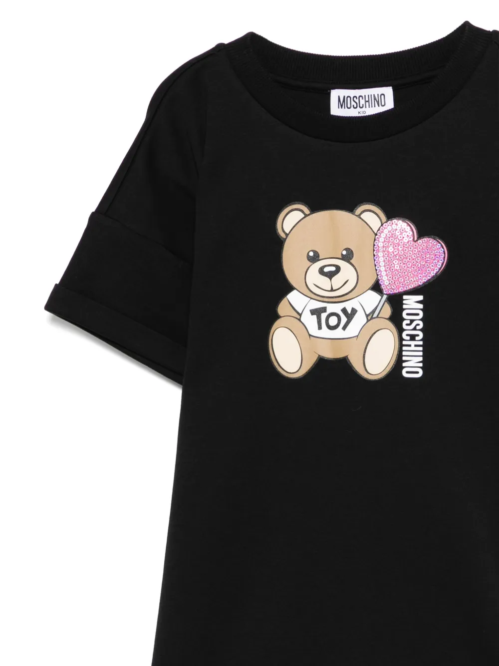 Moschino Kids Jurk met teddybeerprint Zwart