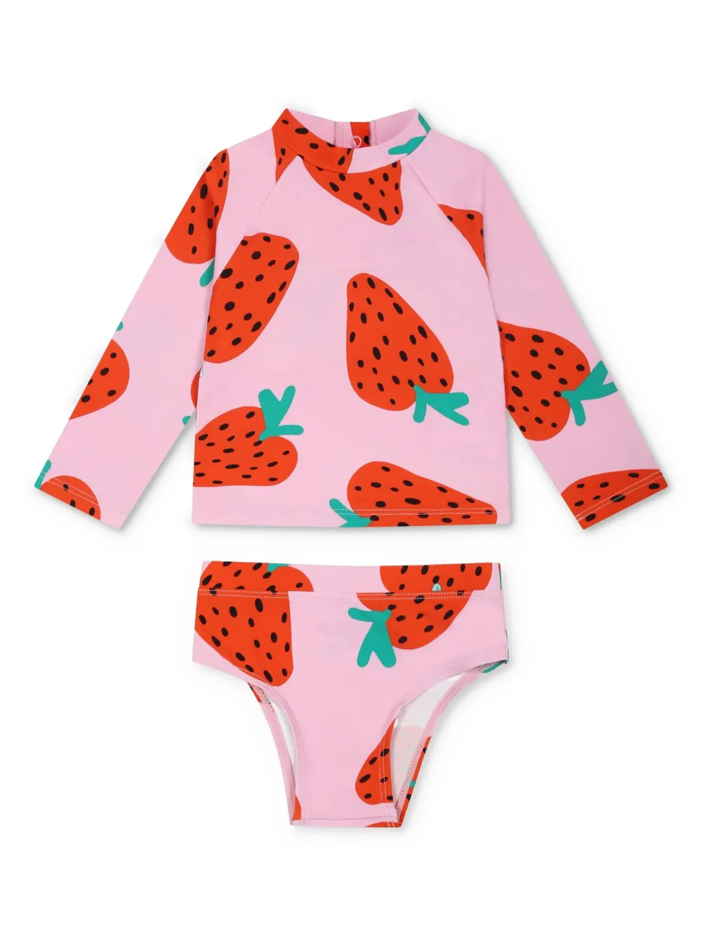 Stella McCartney Kids Bikini met aardbeienprint en lange mouwen Roze