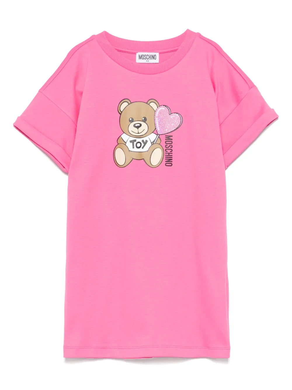 Moschino Kids Jurk met teddybeerprint Roze