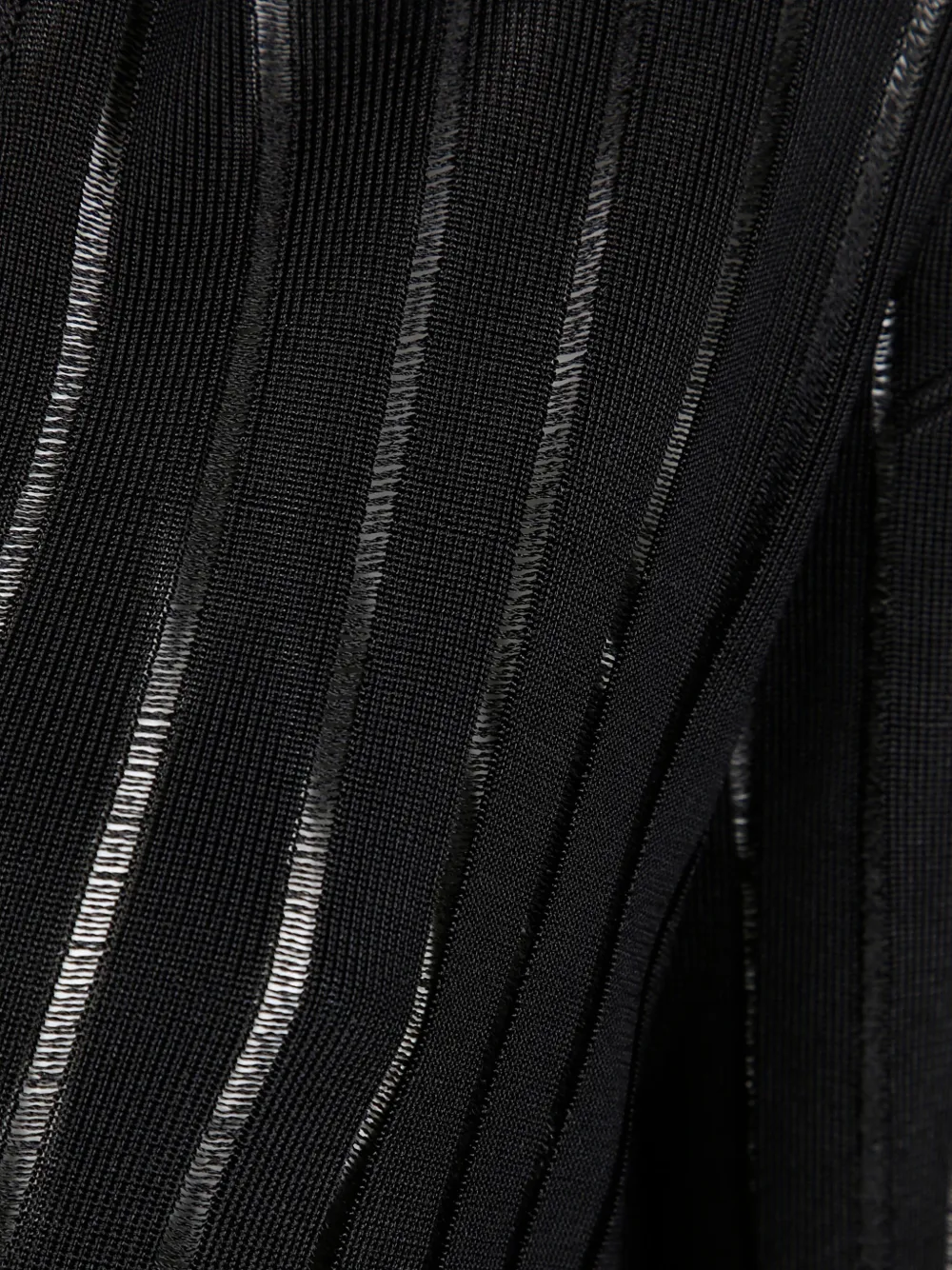 Sapio Sheer Striped V-neck Knit Sweater In Black