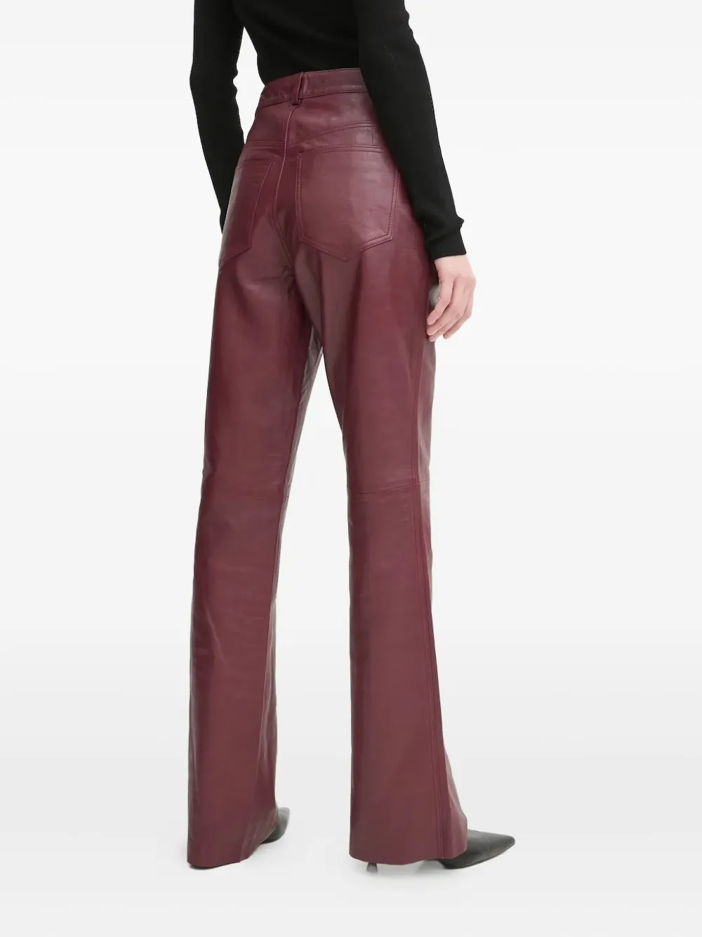Gestuz crocodile-embossed leather trousers - Rood