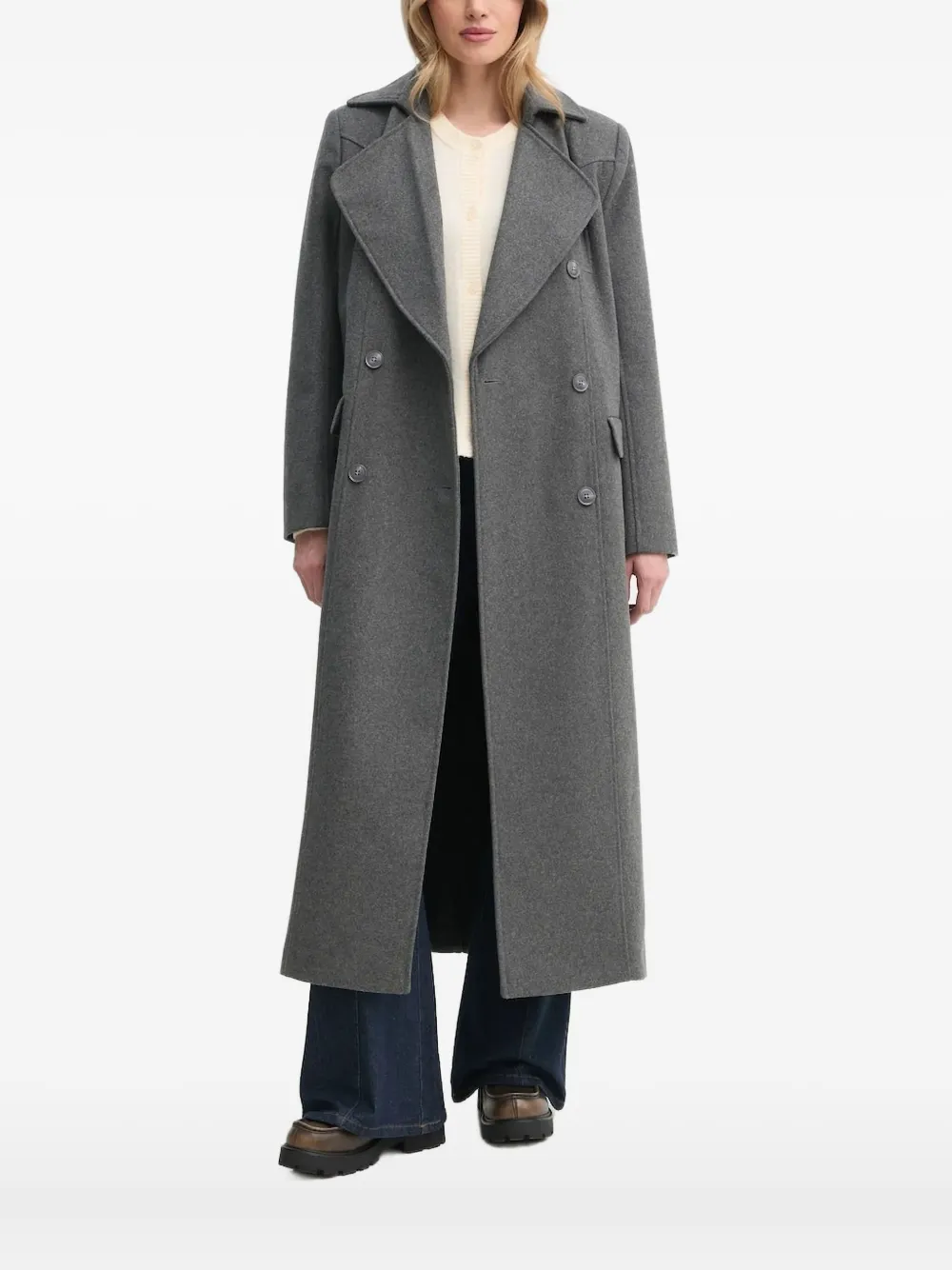 Gestuz Double-breasted Coat In Gray