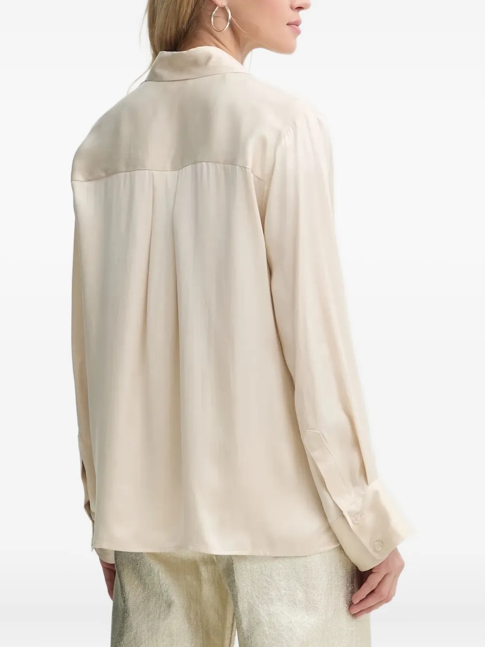 Gestuz Satijnen blouse met zakdetail - Beige