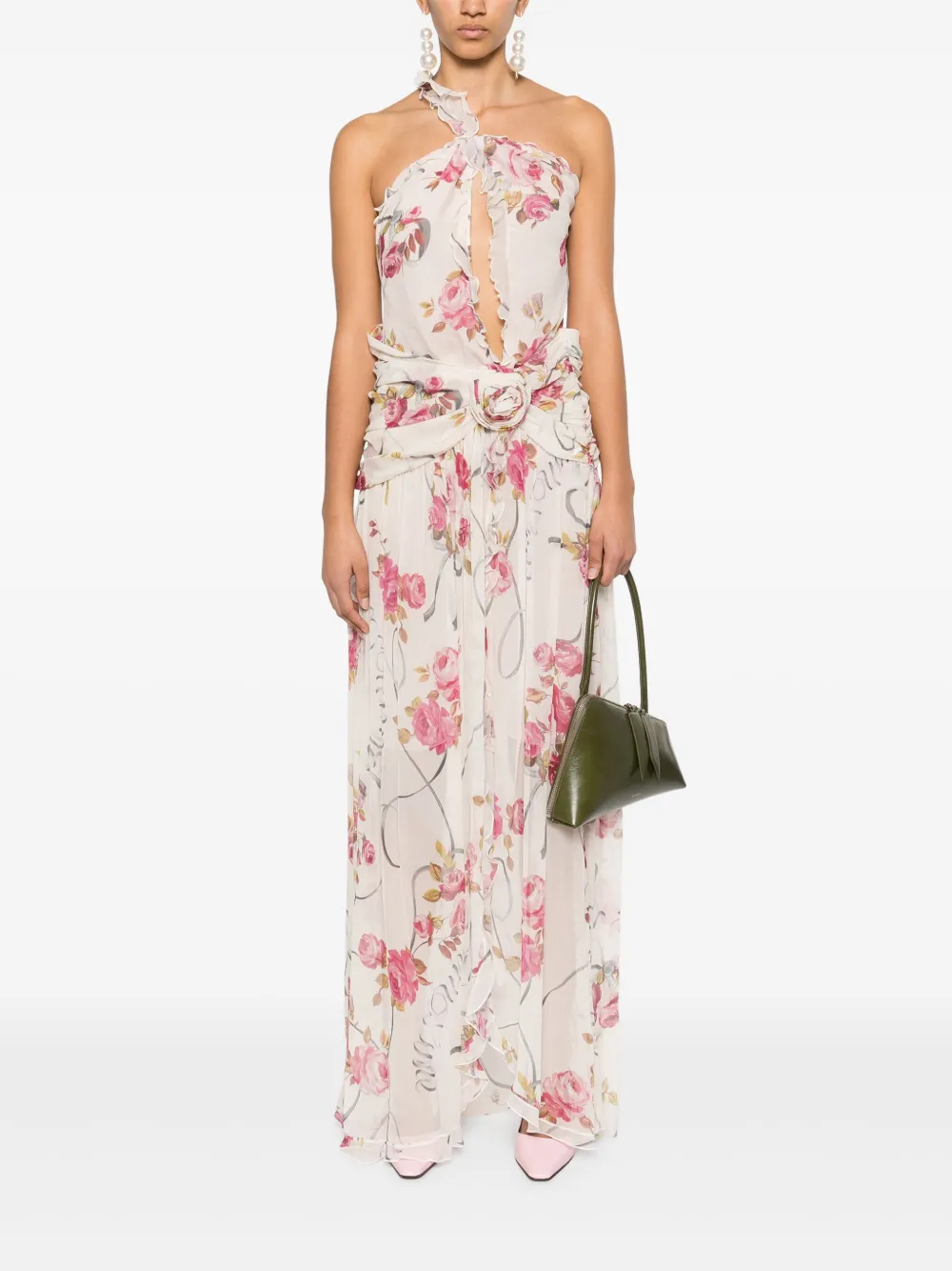 Blumarine Maxi-jurk met bloemenprint - Beige