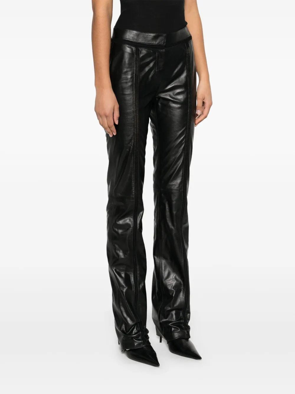 Blumarine Leren broek Zwart