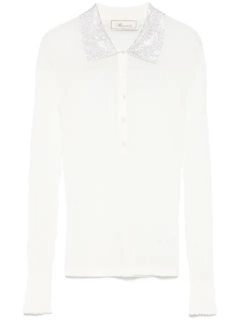 Blumarine ribbed-knit polo top