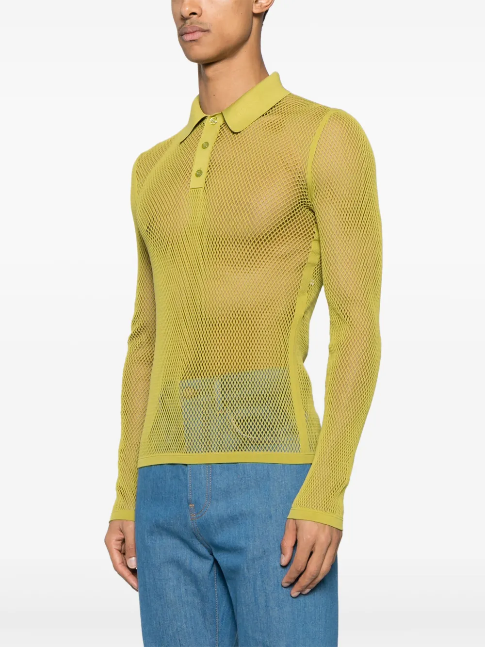Gucci Mesh poloshirt met reliëf Groen