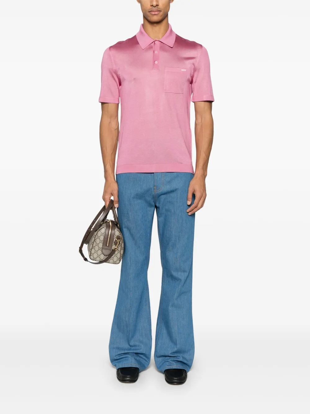 Gucci Fijngebreid zijden poloshirt - Roze