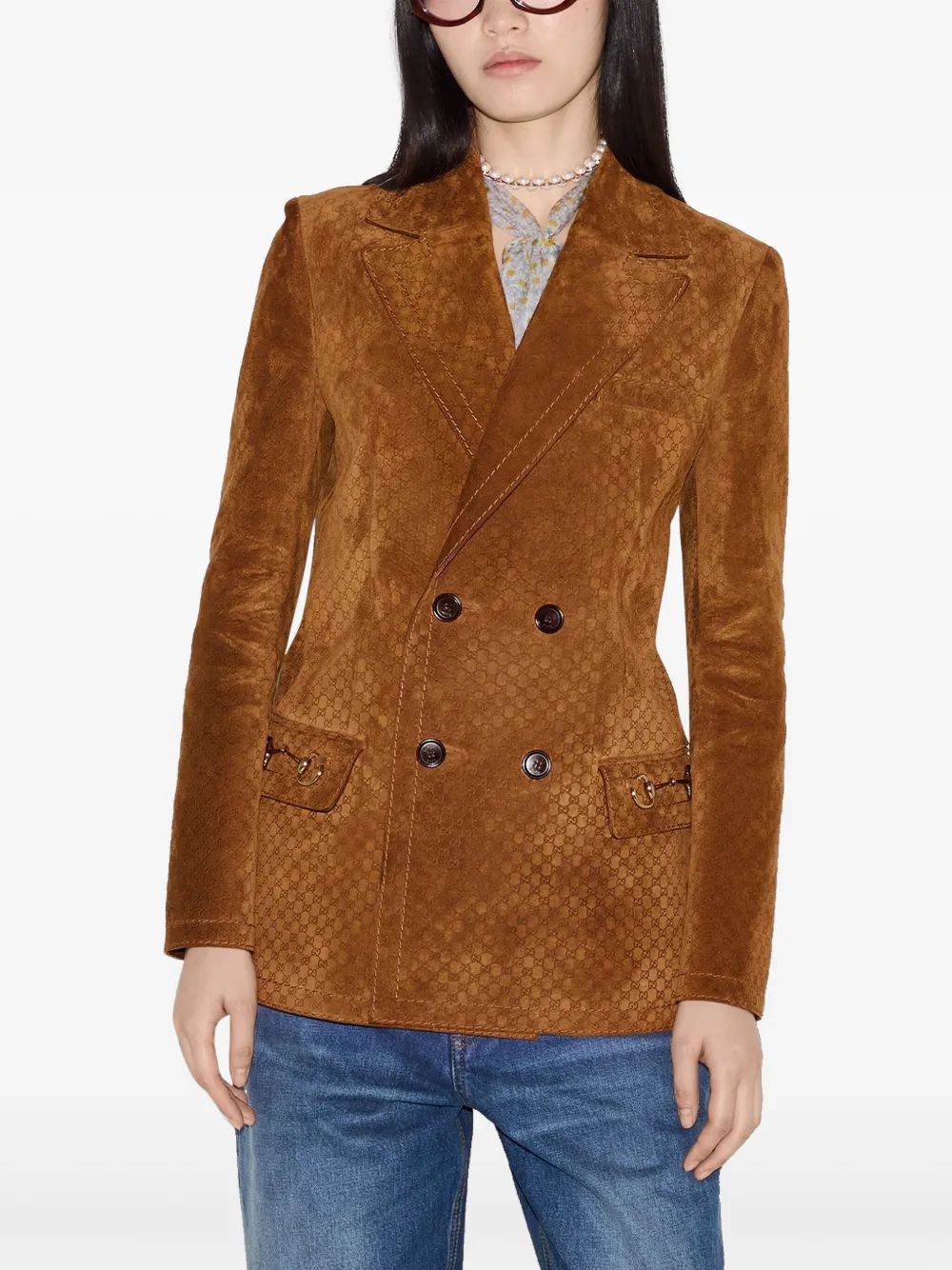 Gucci GG suède blazer Bruin