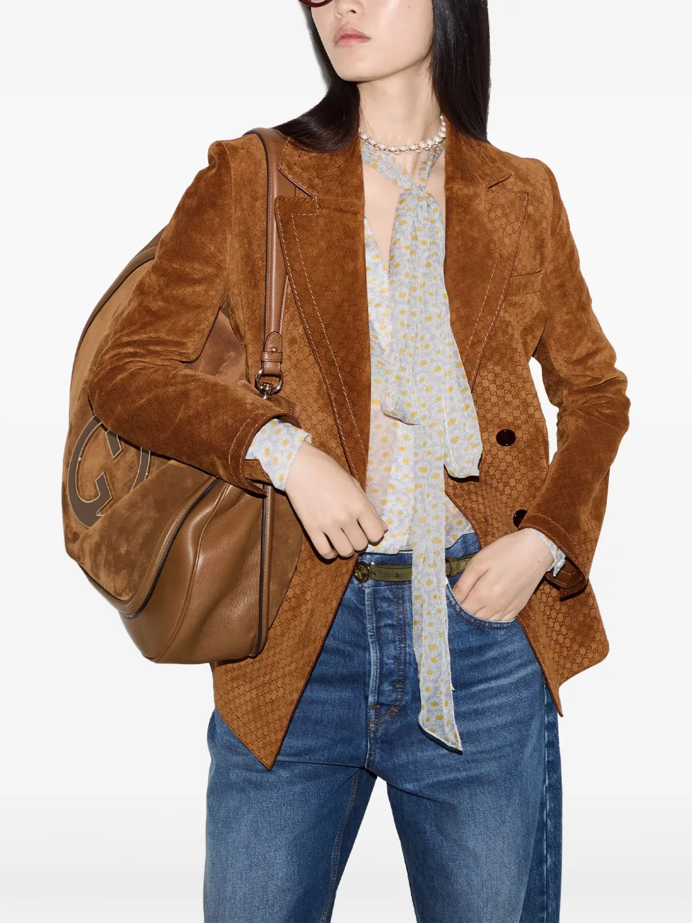 Gucci GG suède blazer Bruin