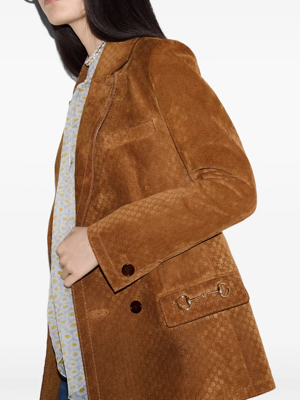 Gucci GG suède blazer Bruin