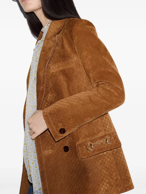 ジャケット Gucci Brown Suede Blazer Horsebit GG double-breasted suede blazer in brown - Gucci