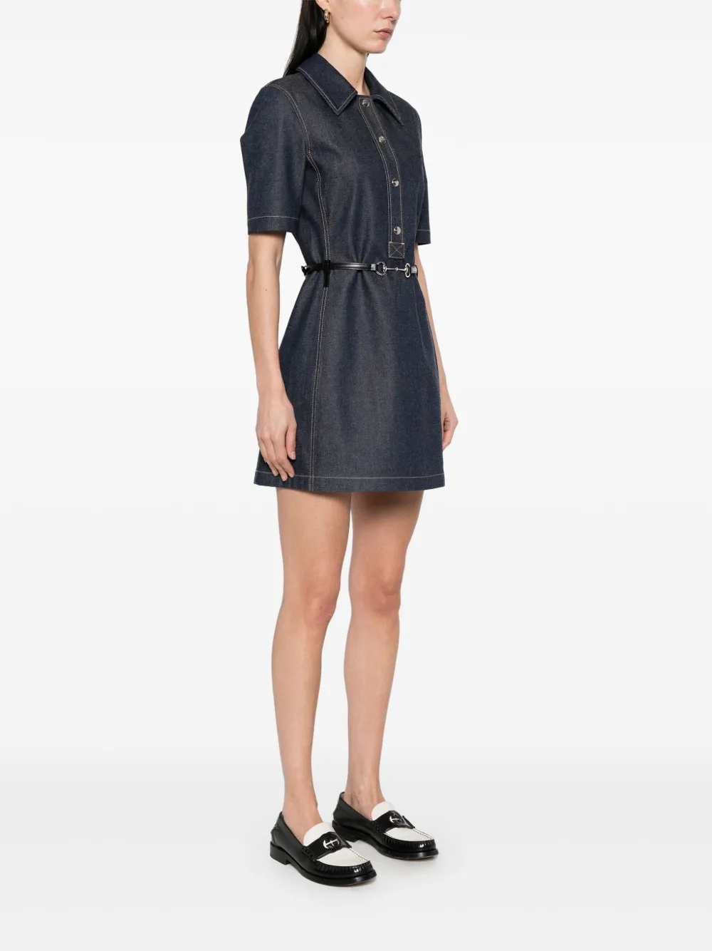 Gucci Horsebit denim mini-jurk Blauw