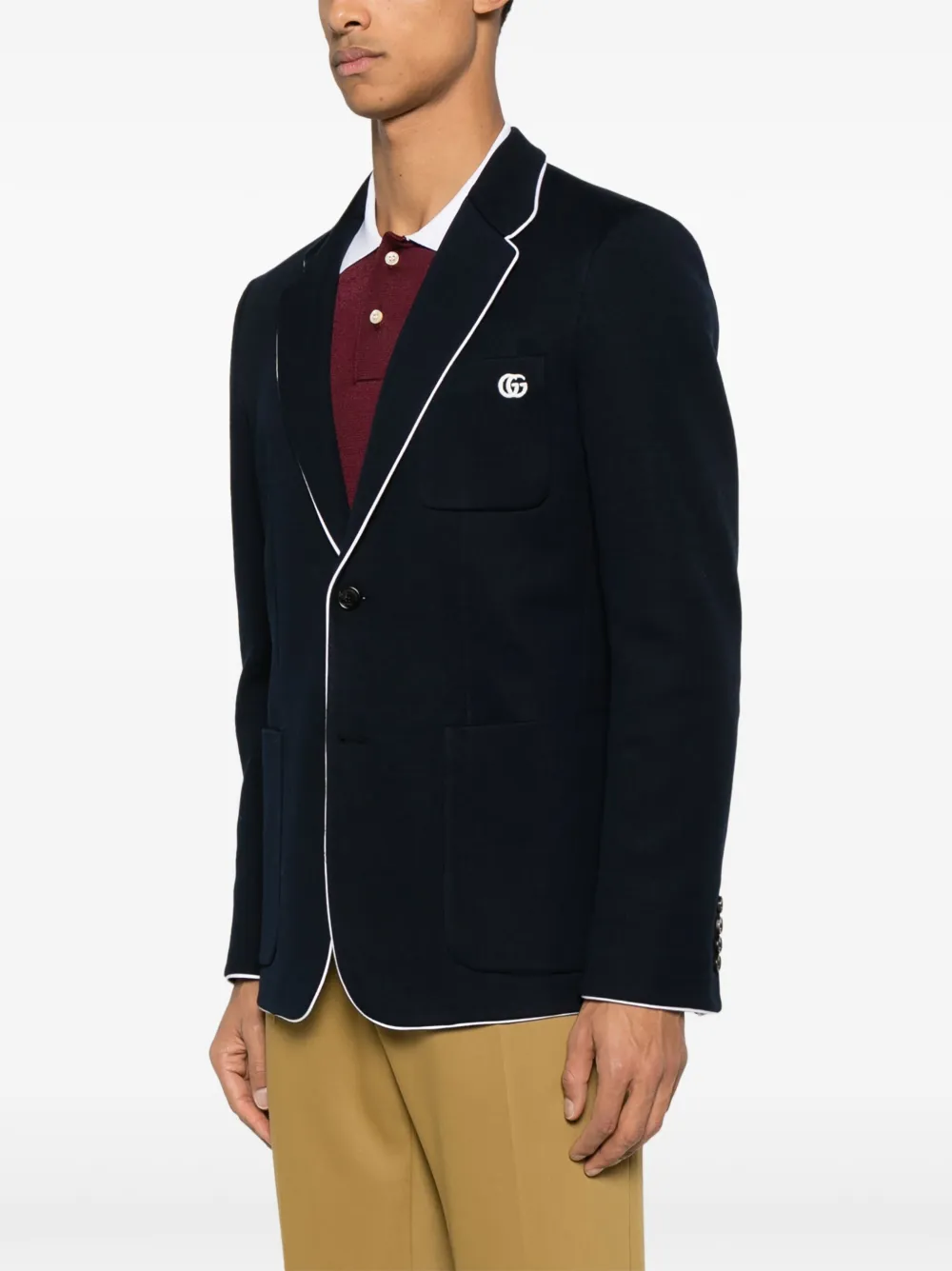 Gucci Jersey blazer met borduurwerk Blauw