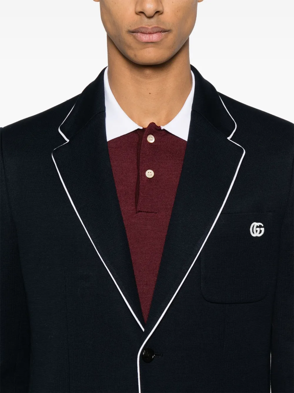 Gucci Jersey blazer met borduurwerk Blauw