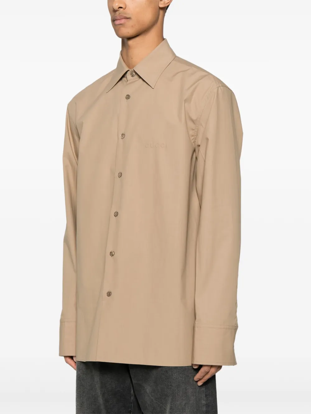 Gucci Overhemd met logo-reliëf Beige