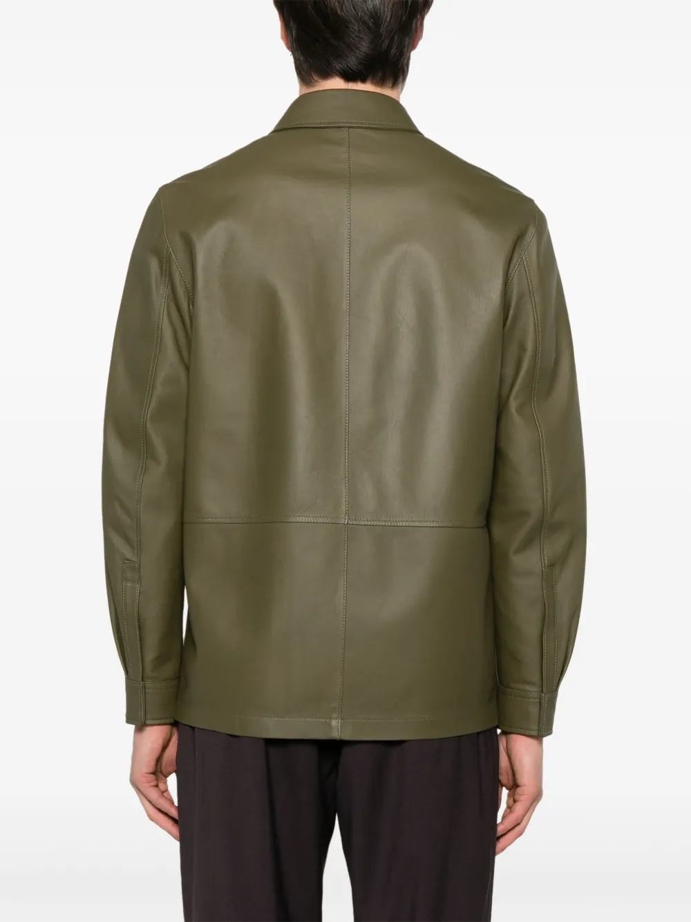 Tagliatore Leren shirtjack Groen
