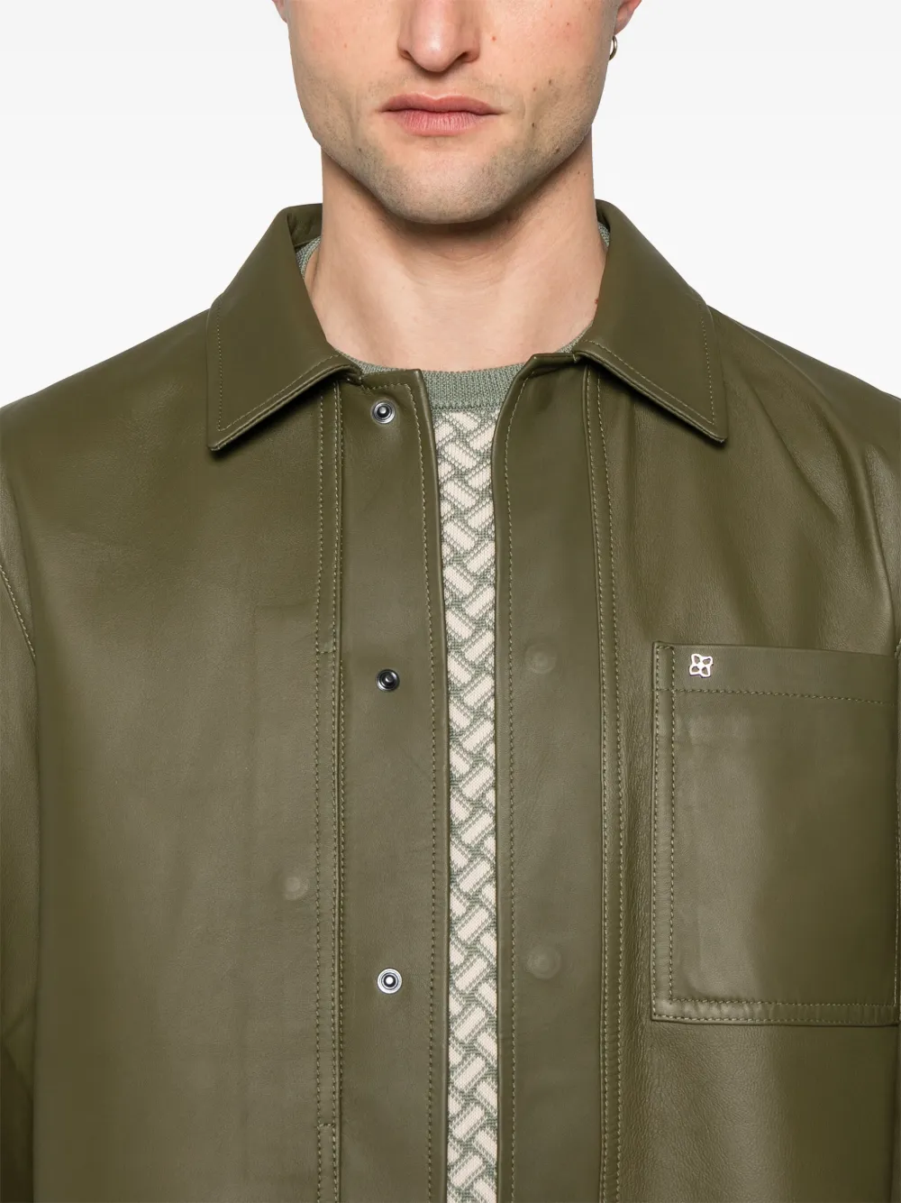 Tagliatore Leren shirtjack Groen