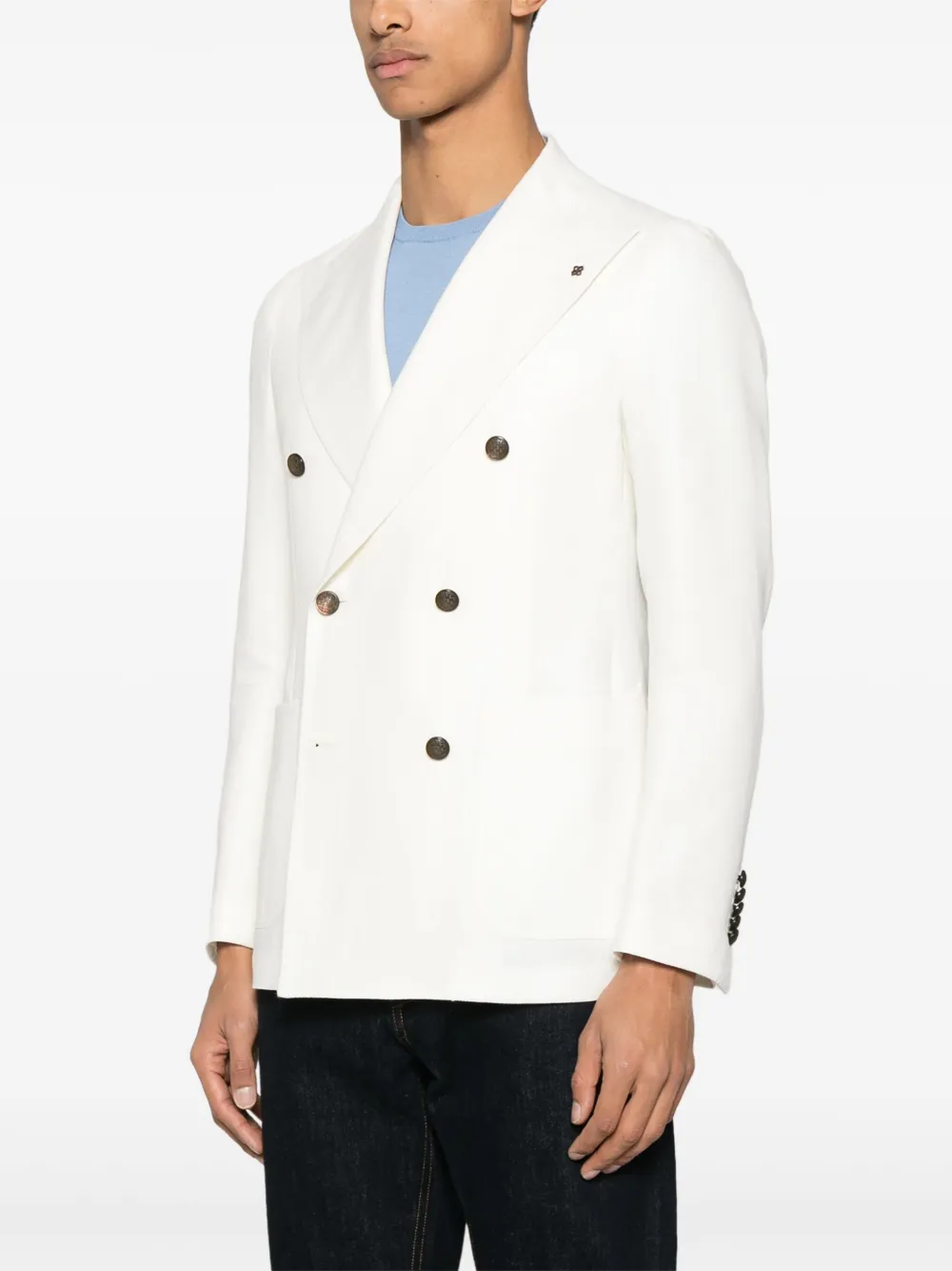 Shop Tagliatore Double-breasted Blazer In Neutrals