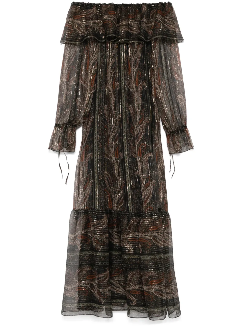 Saint Laurent Maxi-jurk met paisley-print Zwart