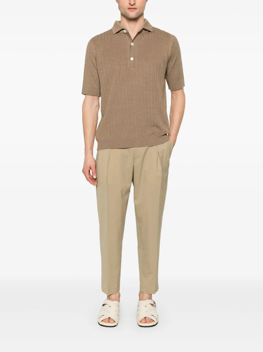 Lardini ribbed polo shirt - Bruin