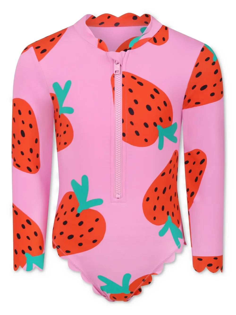 Stella McCartney Kids Badpak met aardbeiprint en lange mouwen Roze