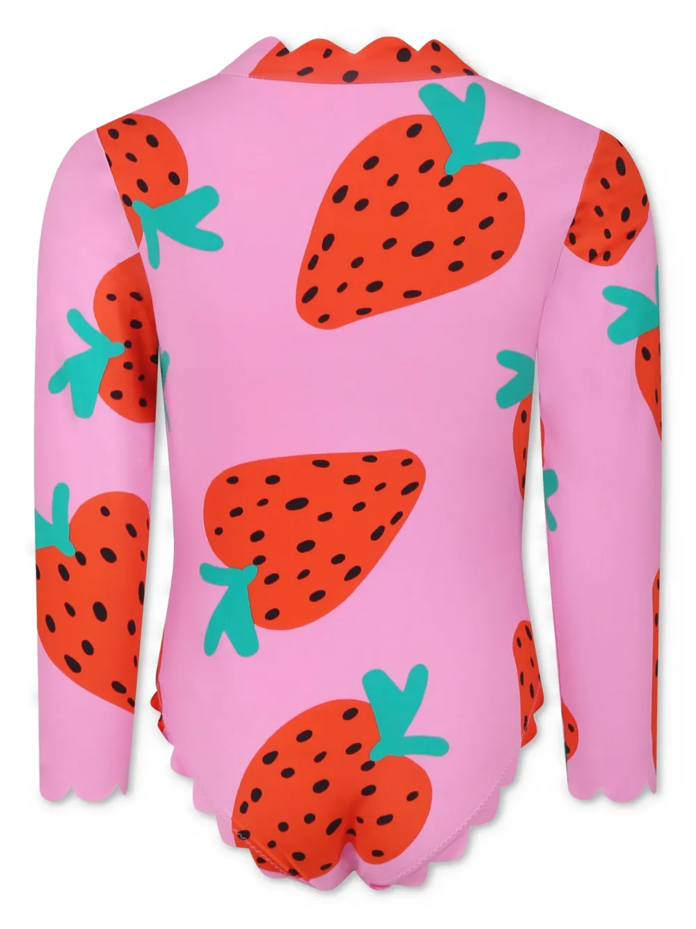 Stella McCartney Kids Strawberry Print Long Sleeve swimsuit - Roze