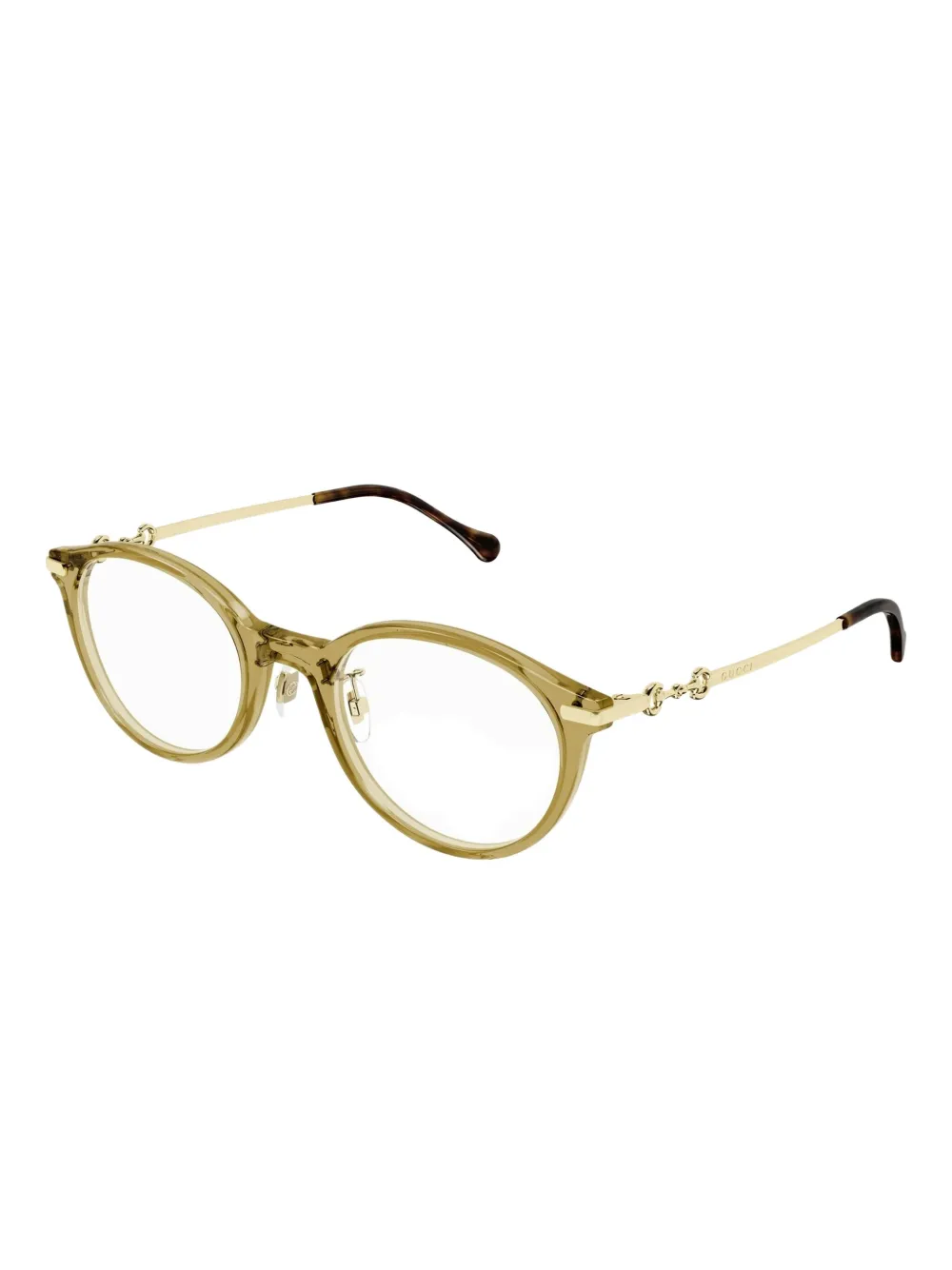  Gucci Eyewear Horsebit Round Glasses - Yellow 