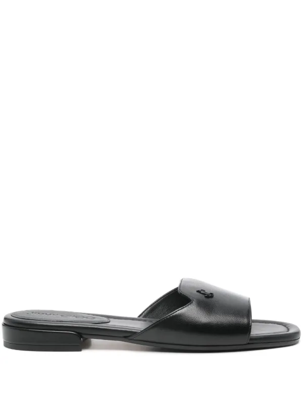 【送料&関税込】Jimmy Choo Dina Logo Plaque Slides Jimmy Choo Dina Slides | Black | FARFETCH