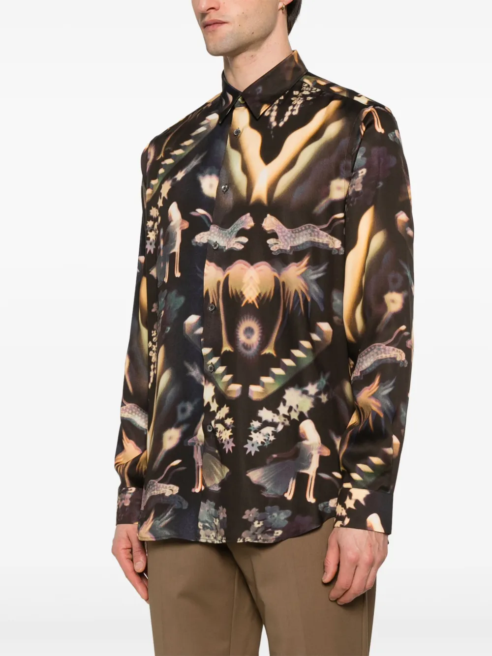 Shop Paul Smith Printed Shirt In Braun