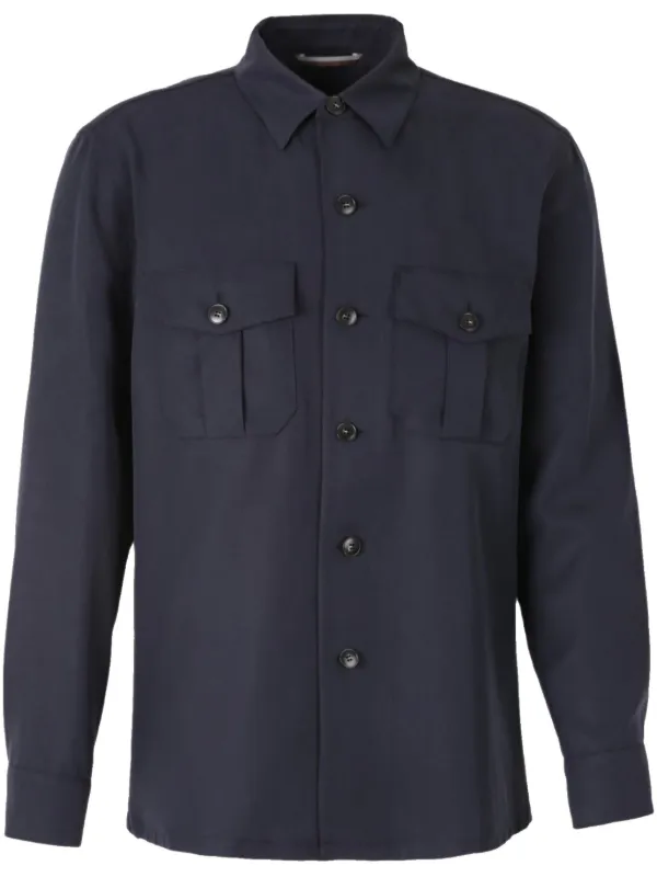 Canali Button-up Overshirt in Blue