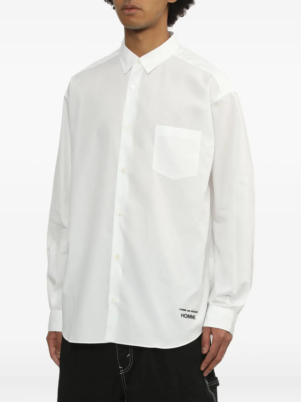 Comme des Garçons Homme Overhemd met geborduurd logo Wit