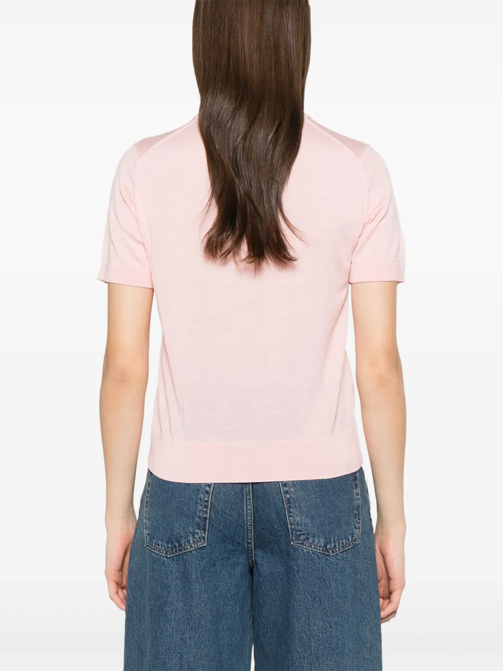 Shop Maison Kitsuné Baby Fox-patch Knitted T-shirt In Pink