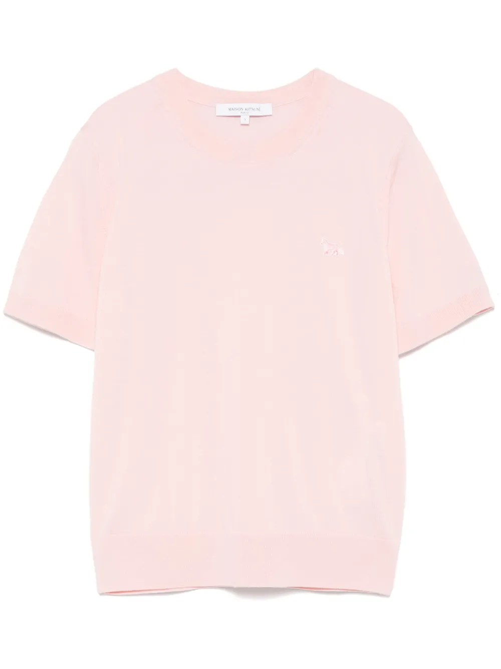 Shop Maison Kitsuné Baby Fox-patch Knitted T-shirt In Pink