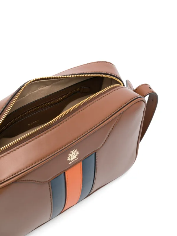 BALLY ダークブラウン ストライプ ハンドバッグ Bally ストライプ ショルダーバッグ | ブラウン | FARFETCH JP