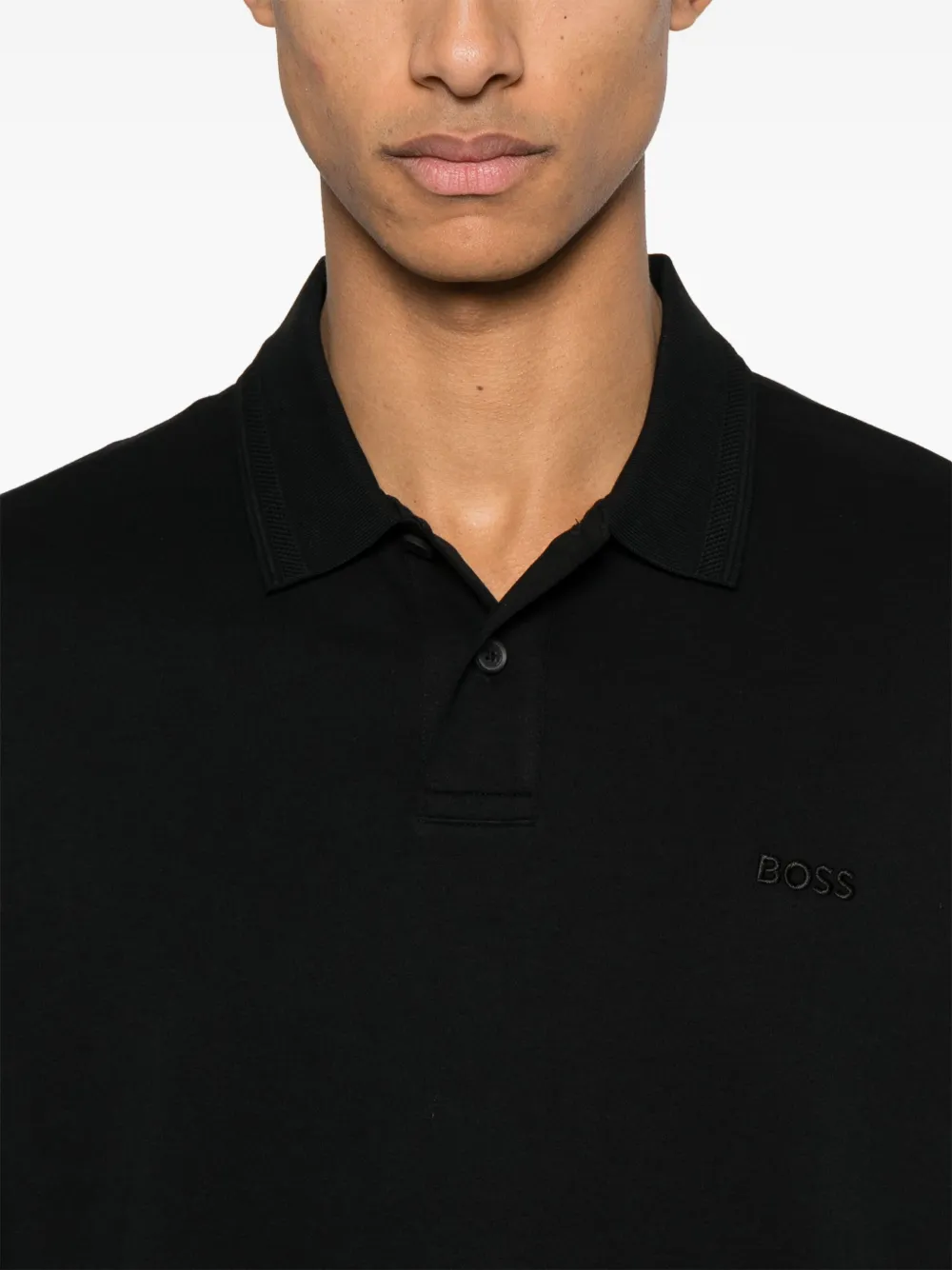 BOSS Poloshirt met geborduurd logo Zwart