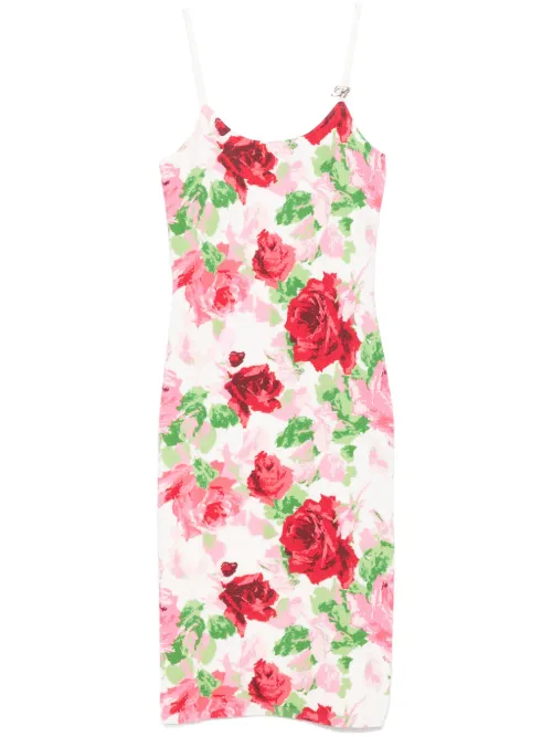 Robe mi-longue à fleurs en jacquard - Blumarine - Modalova