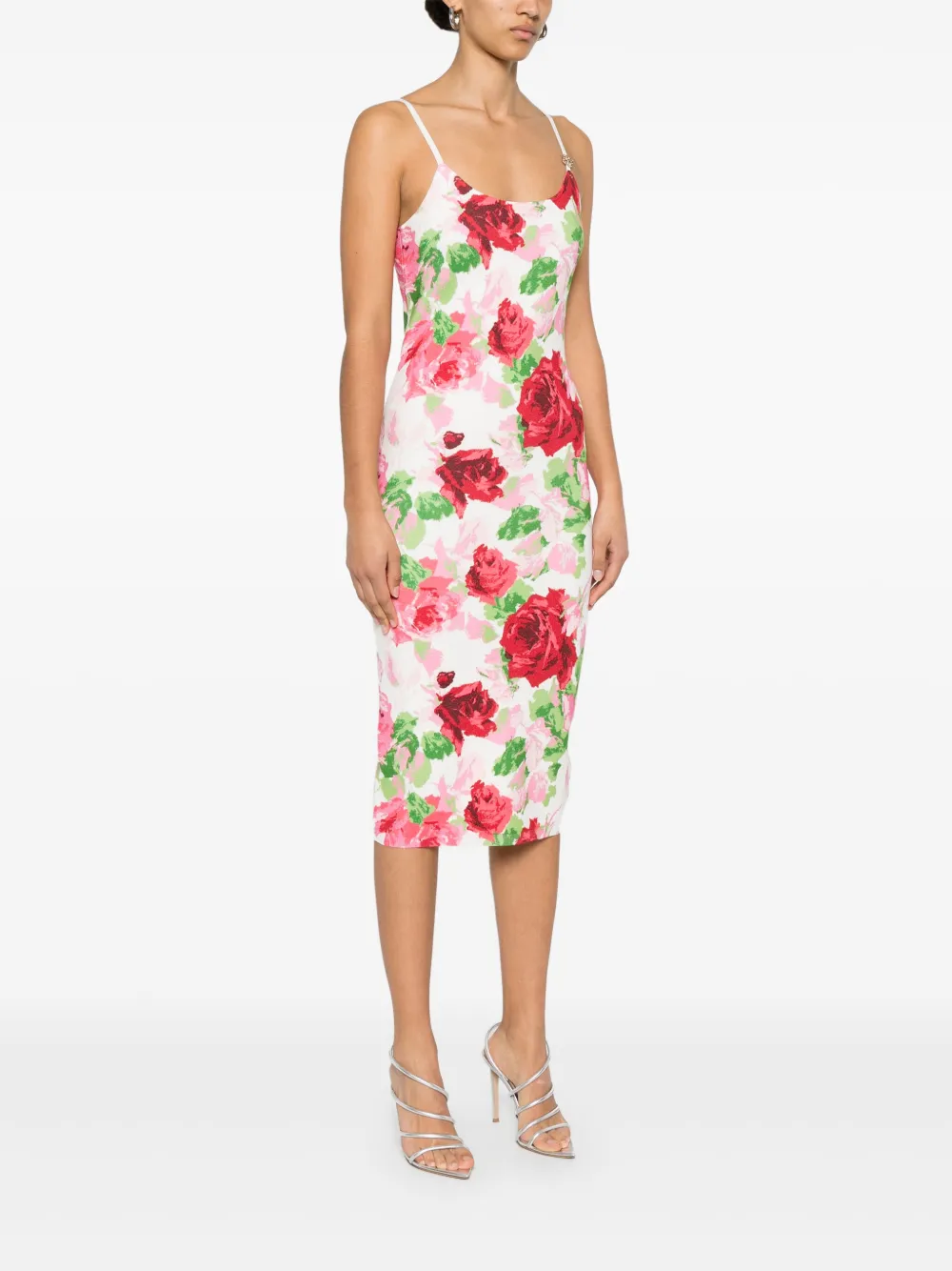 Blumarine Midi-jurk met bloemen jacquard Rood