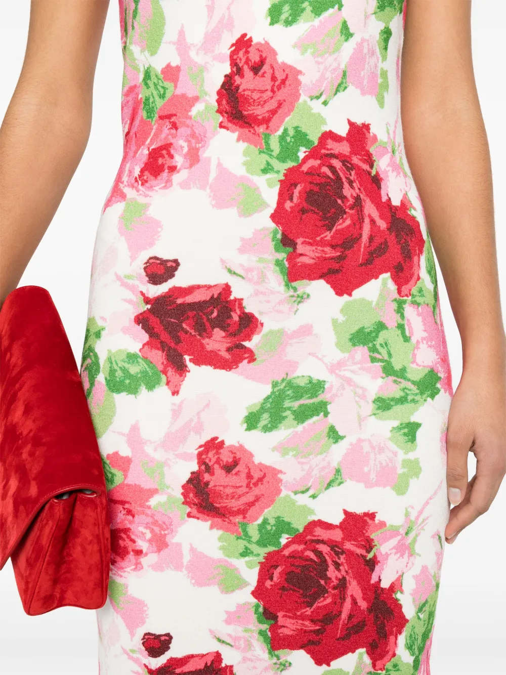 Blumarine Midi-jurk met bloemen jacquard Rood