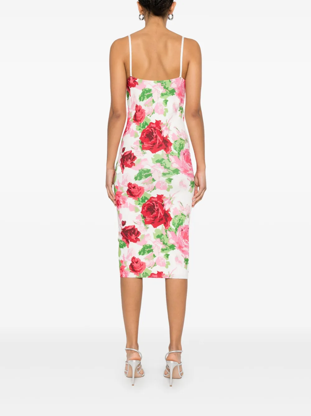 Blumarine Midi-jurk met bloemen jacquard Rood