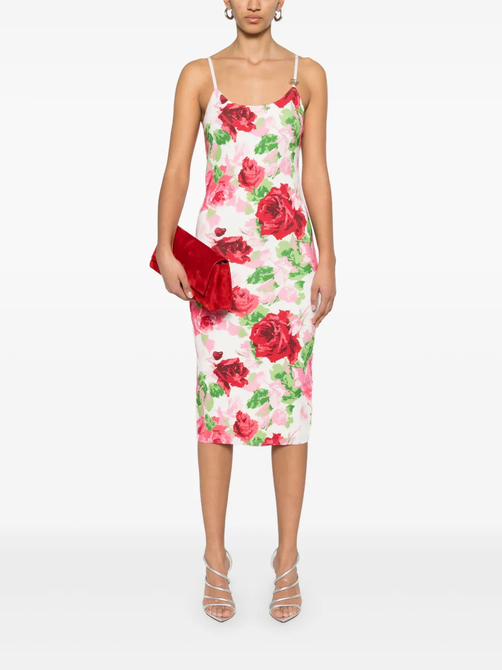 Blumarine Midi-jurk met bloemen jacquard - Rood