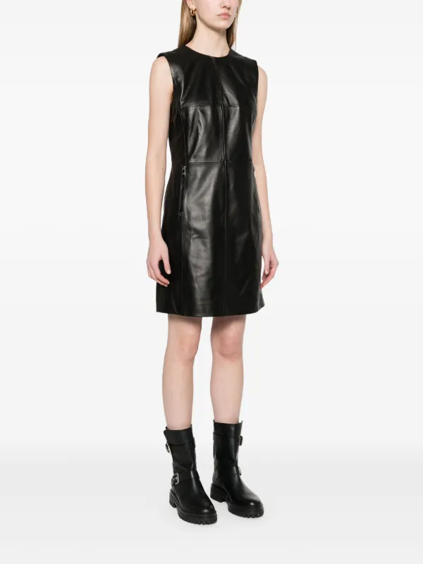 Karl Lagerfeld Leather Shift Mini Dress | Black | FARFETCH Karl Lagerfeld Leather Shift Mini Dress | Black | FARFETCH