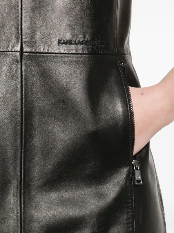 Karl Lagerfeld Leather Shift Mini Dress | Black | FARFETCH