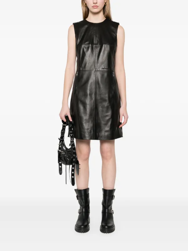Karl Lagerfeld Leather Shift Mini Dress | Black | FARFETCH Karl Lagerfeld Leather Shift Mini Dress | Black | FARFETCH